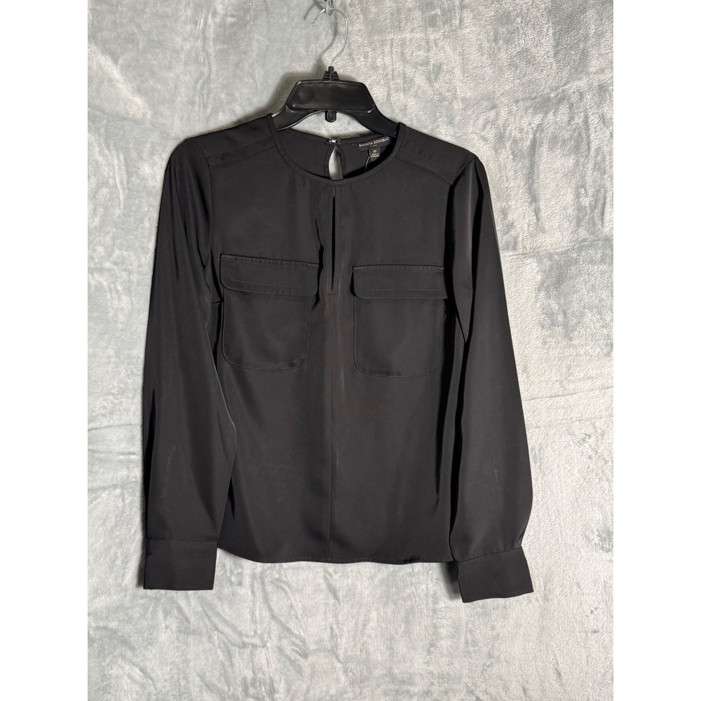 Banana Republic Womens Black Utility Blouse Long Sleeve Keyhole Top XS
New NWT